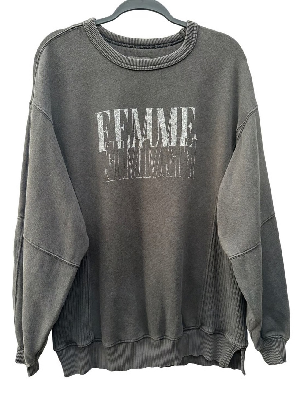FEMME Oversized Black Graphic Sweatshirt Aerie - Picture 2 of 5